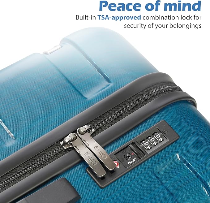 Coolife Luggage Expandable 3 Piece Sets PC+ABS Spinner Suitcase 20 inch 24 inch 28 inch (Teal., 3 piece set)