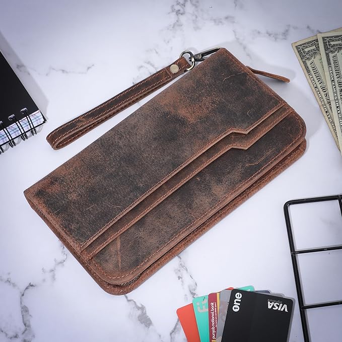 Travel Passport Holder with RFID Protection Leather Passport Wallet Case for Men & Women Secure Family Passport Cover with Wristlet Cruise Must-Have Accessories Document Organizer Case