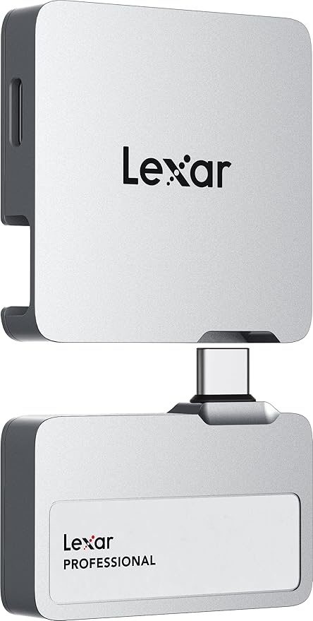Lexar 1TB Professional Go Portable SSD w/Hub, Supports Apple 4K 60fps ProRes, Up to 1050MB/s, USB 3.2 Gen 2, Rugged, IP65, Ultracompact, Compatible w/iPhone 15/16, External SSD (LSL400S001T-RNSNU)
