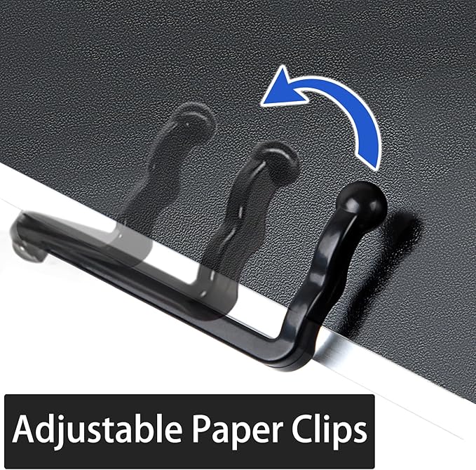 MNKXL Extra Large Book Stand Adjustable for Bed Sofa, Multifunctional Laptop Holder with Page Clips, Ergonomic Multi Heights Angles, Cooking Stands Heavy Textbook Portable, Black, 19.5 x 10 inches