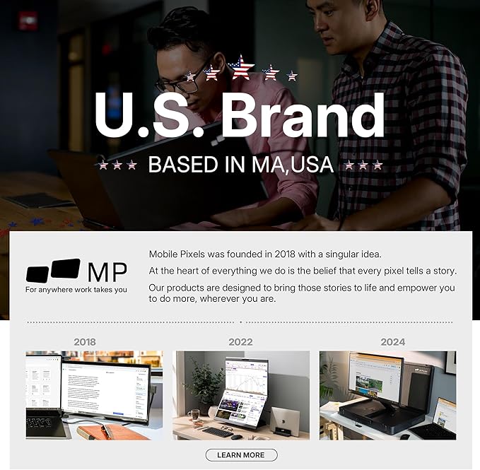 Mobile Pixels Geminos, Dual 24" IPS Stacked Computer Monitors with 65W USB-C Charging, with Adjustable Viewing Angle and 1080p Webcam and 3W Speakers, Multiport Docking Station (Desktop Monitor)