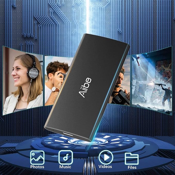 Aiibe External SSD 256GB External Hard Drive USB C Portable SSD, Up to 500MB/s, USB 3.1, External Solid State Drive 256GB for Laptop, Mac, PS4 (Black)