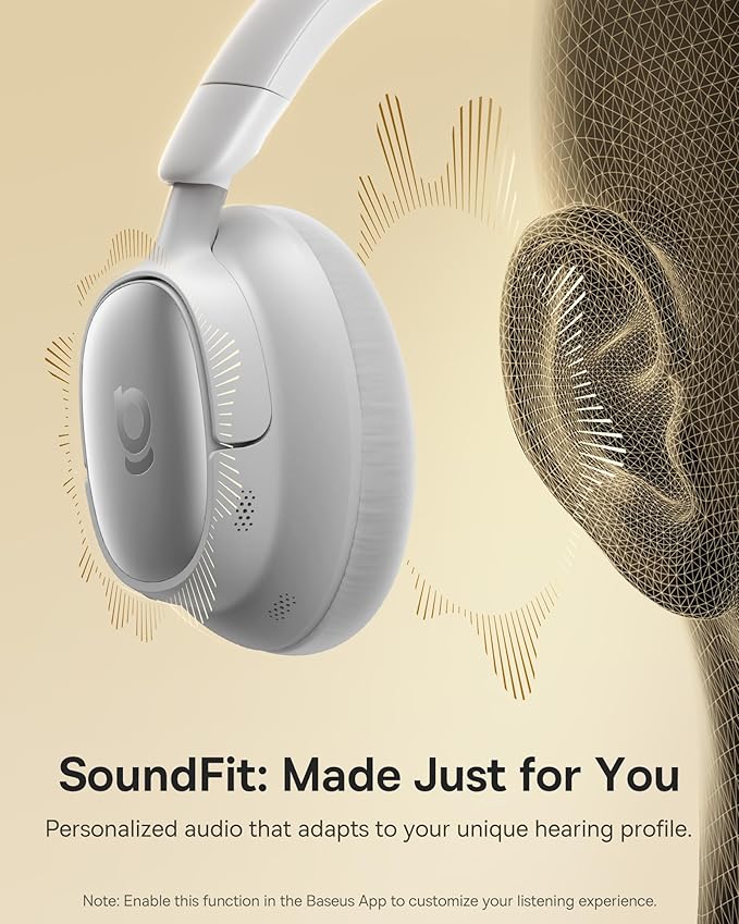 Baseus Bowie MH1 Adaptive Active Noise Cancelling Headphones, Real-Time Adaptive Hybrid ANC, SuperBass 2.0, LDAC Hi-Res Sound, 80H Playtime, Comfortable Fit, Clear Calls, Bluetooth 6.0 -Frosted Gray