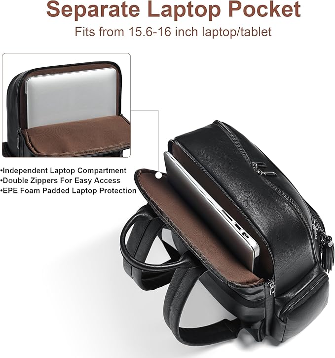 Shrrie Laptop Backpack for Women Fits 16 inch Laptop,Designer Backpacks for Women with Computer Compartment to Business （Black）