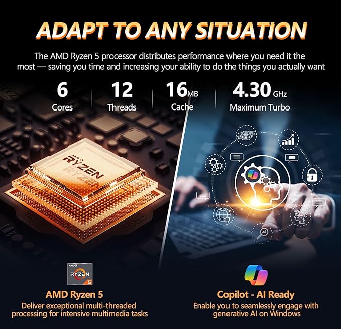 HP 2025 17 Inch Laptop Computer | 17.3" FHD IPS Business Laptop PC | AMD Ryzen 5 (6-Cores) | 20GB RAM 1TB SSD | Windows 11 Pro Lifetime Office | 10-Key Numbe Pad | USB-C Wi-Fi 6