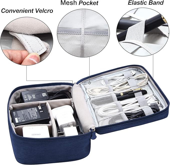 Electronics Organizer Travel Universal Cable Organizer Bag Waterproof Electronics Accessories Storage Cases for Cable, Charger, Phone, USB, SD Card, Hard Drives, Power Bank, Cords