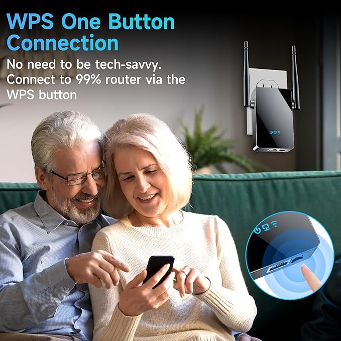 2025 WiFi Extender Signal Booster, New Gen Internet Booster for Home, 4X Faster, Covers up to 10,000 sq.ft, Wi-Fi Repeater with Ethernet Port, Wireless Long Range Amplifier, Easy Setup (Black)