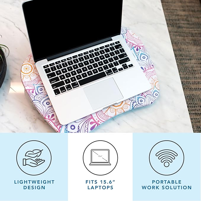 LAPGEAR MyStyle Portable Lap Desk with Cushion - Mandala - Fits up to 15.6 Inch Laptops - Style No. 45327