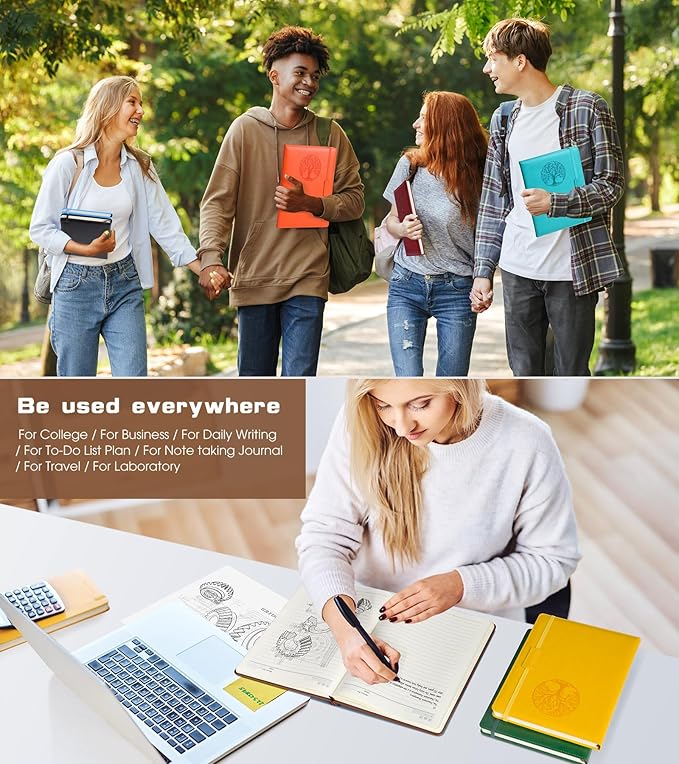 Lined Journal Notebook for Women Men,256 Pages B5 Large Hardcover Leather Journals for Writing,Travel,Business,Work,School,College Ruled Notebooks for Note Taking,Diary Notepad 7.8"×10.2"