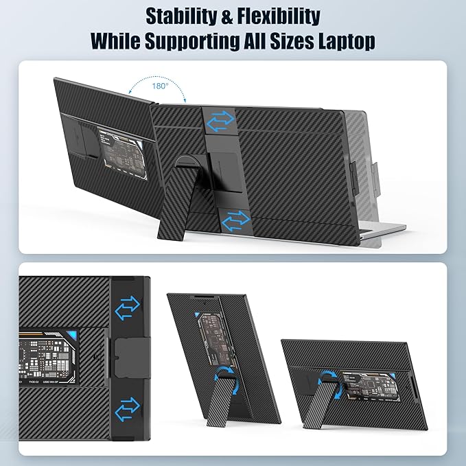 Laptop Screen Extender, 15.6" IPS FHD 1080P Laptop Monitor Extender, Portable Monitor for Laptops, TYPE-C Travel Dual Screen with Adjustable Kickstand, Plug and Play with Wins/Mac/Linux/Chrome/PS5