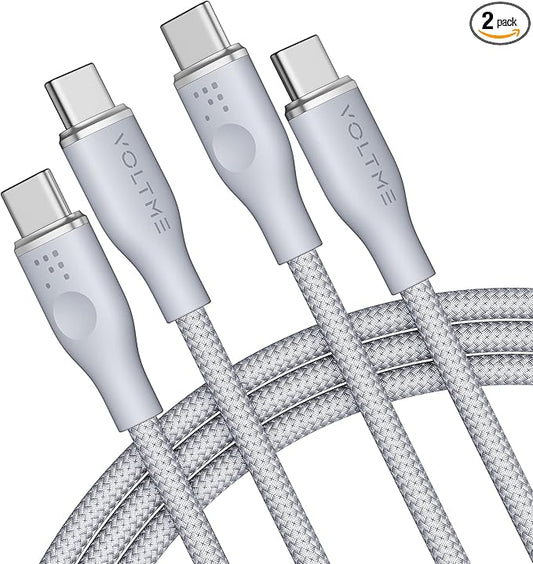 VOLTME USB C Cable (6ft 100W, 2-Pack), Premium Nylon USB C to USB C Cable 2.0, Type C Charging Cable Fast Charge for iPhone 17/16/15 Series,Galaxy S25/S24/S23,MacBook Pro 2020,and More