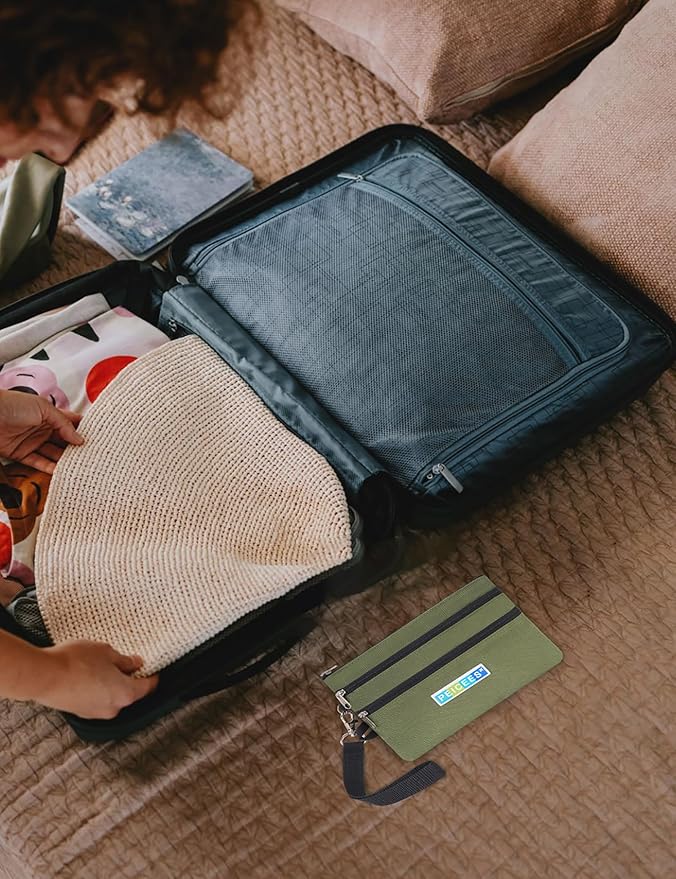 Peicees World Travel Essentials Currency and Passport Organizers Cash Cards Tickets Holder RFID Blocking Wallet, Army Green