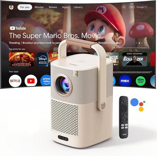 [Sound by JBL & Built-in Battery] Yaber T2 Plus GTV Outdoor Projector - Smart Projector with WiFi 6 and Bluetooth, Native 1080P Movie Portable Projector for Indoor and Outdoor (Google TV System)