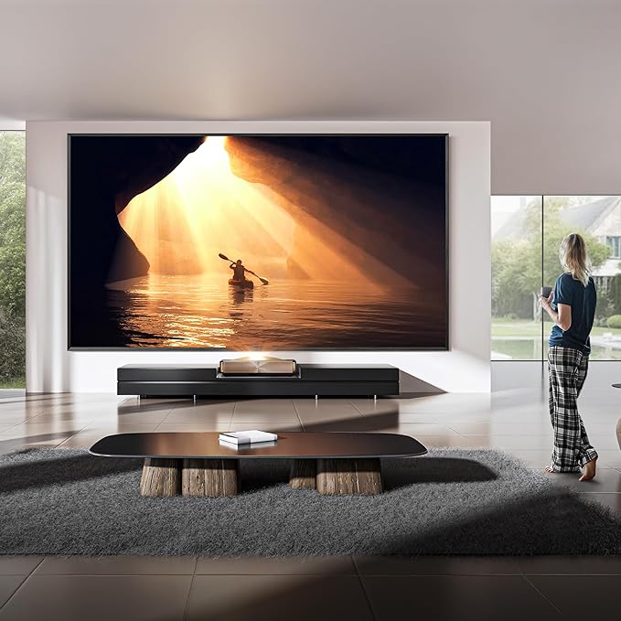 Hisense L9Q Ultra Short Throw Triple Laser Projector, 4K UHD, 5,000 ANSI Lumens, 5000:1 Contrast, 80” - 200”, Dolby Vision & Atmos, IMAX Enhanced, Google TV, Pantone Validated, Sound by Devialet