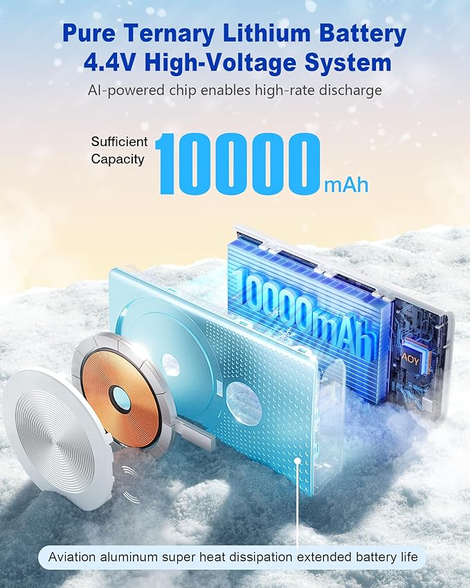 Kesguar Magnetic Portable Charger, 10000mAh 22.5W PD Super Fast Charging Wireless Power Bank. Ultra-Strong Magnet, USB C in&Out Battery Pack for Magsafe, iPhone 17/16/15/13/12 Pro Series, Blue