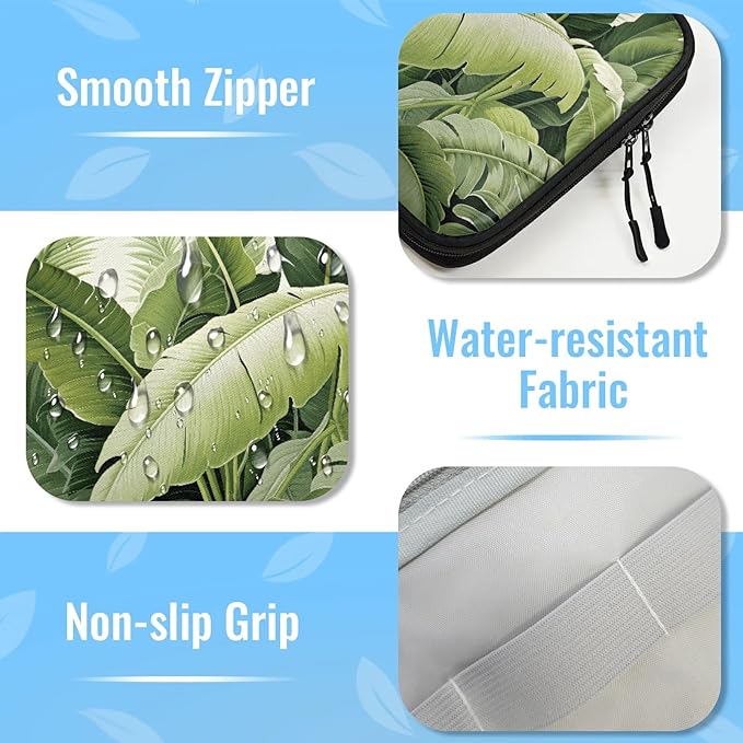 Tropical Plant Leaves Electronics Travel Organizer Case, Tech Accessories Cable Storage Bag for Cords, Charger, Phone, Hard Drive