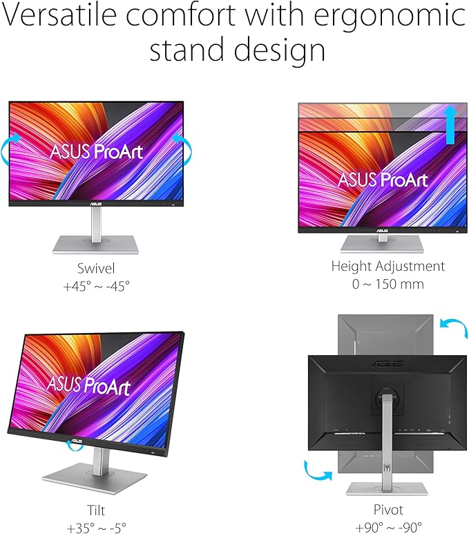 ASUS ProArt Display 27” 1440P Professional Monitor (PA278CGV) - IPS, QHD (2560 x 1440), 144Hz, 95% DCI-P3, ΔE < 2, Calman Verified, USB-C PD 90W, FreeSync Premium, DisplayHDR 400, Height Adjustable