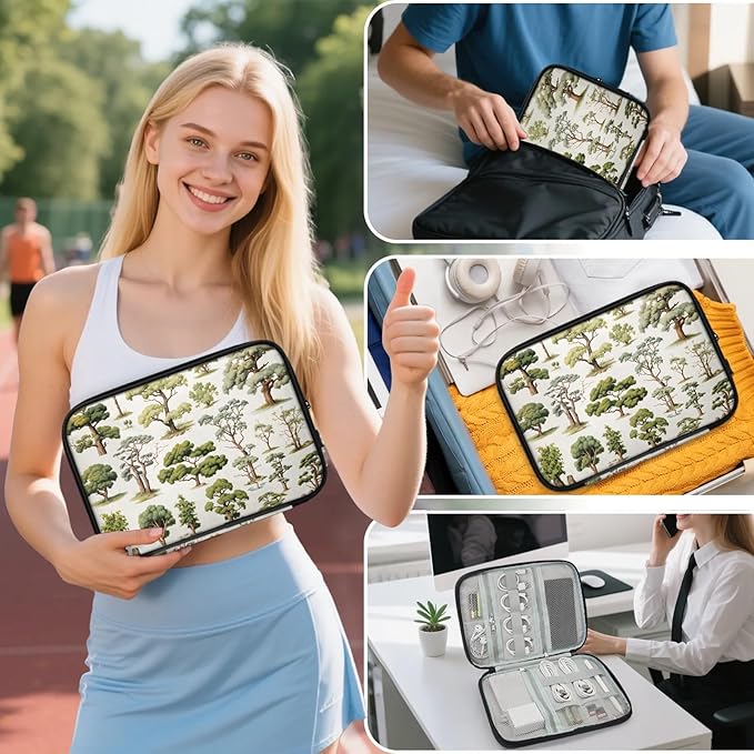 Trees Electronics Travel Organizer Case, Tech Accessories Cable Storage Bag for Cords, Charger, Phone, Hard Drive