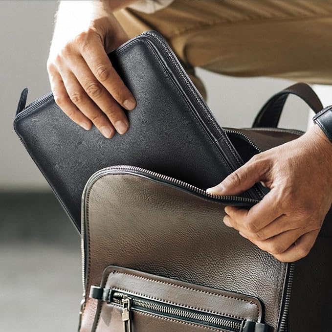 Polare Full Grain Leather Travel Cable Organizer Case Electronics Accessories Carry Bag with YKK Zippers Tech Storage Bag for Cables, Power Bank, USB, SD Card, Travel Essentials