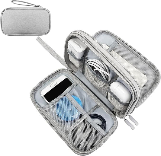 SUNRISING Travel Electronic Organizer Bag - Portable Waterproof Double Layer Large Capacity Storage Case for Charger, Cables, Phone, Earphone, Flash Drive & More Travel Essentials（Gary）