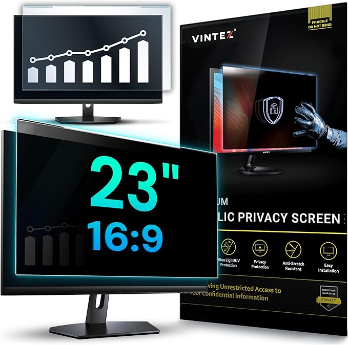 Acrylic 23 Inch Computer Privacy Screen Filter for Widescreen Computer Monitors - 20.6" x 12" (524 x 306mm) - Monitor Frame Hanging Type