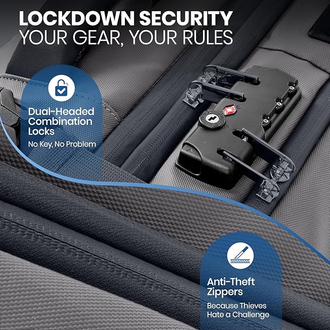 Fanwoli Vacuum Travel Backpack, Carry On Luggage with TSA Lock & Anti Theft Zipper, 60L Expandable Airback with Compression Pump, Waterproof Laptop Bag Ideal for Flight & Business,Grey