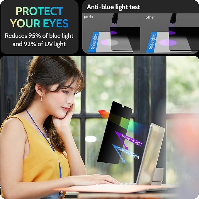 Magnetic Laptop Privacy Screen 13.4 & 13.3 inch for 16:10 Computer Monitor, 13" Removable Anti Glare Protector Blue Light Filter Shield Compatible with Lenovo Hp Dell Acer Asus Thinkpad Envy Xps