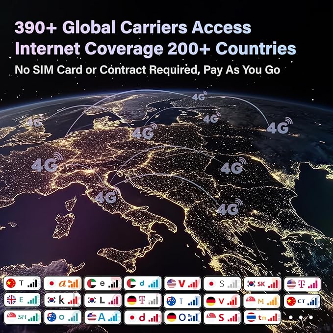 GlocalMe DuoTurbo 4G LTE Portable WiFi Hotspot for Travel in 200+ Countries, Mobile Hotspot Device with Global 1.1GB Data 30Days, SIMFREE and Dual Modem, 10 Devices Connected(Black)