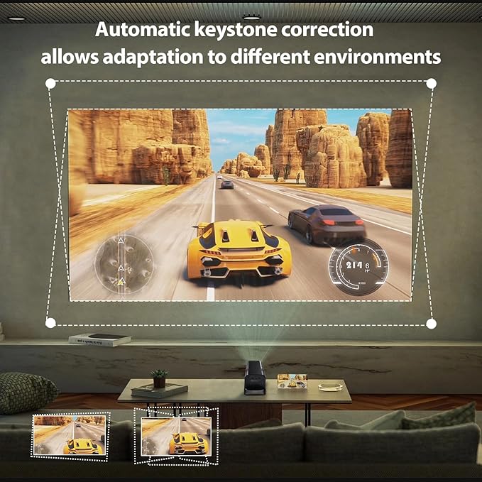 E110 Projector, Android 11, Portable Projector with WiFi 6 and Bluetooth, Electric Focus, Full HD 1080P, Compatible with HDMI/USB/AV/Smartphone/TV Box/Laptop