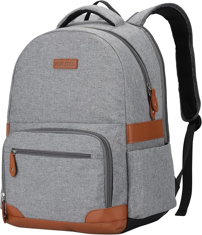 RealCool Laptop Backpack, 31L Travel Backpacks for Women Men, Fits up to 15.6-17 Inch,Water Resistant College Bookbag, for School Business Trip (Gray)