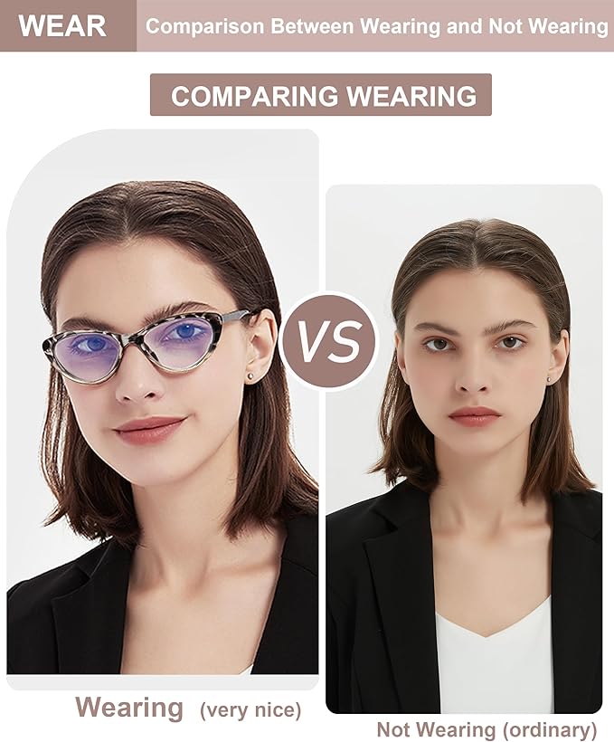 EYEURL Cat Eye Reading Glasses for Women -2 Pack of Blue Light Blocking Readers Spring Hinge Computer Eyeglass with Tortoise/Champagne Pattern Design Readers for women +1.25