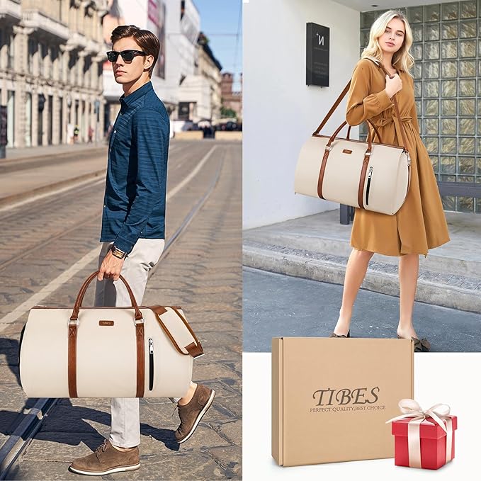 4pcs Convertible Garment Duffel Bag for Travel - 50L 2-in-1 Carry On Weekender Overnight Bag with Toiletry Bag, Fits Suits & Dresses, Trolley Sleeve, Hanging Suit Compartment, Waterproof Shoe Pocket