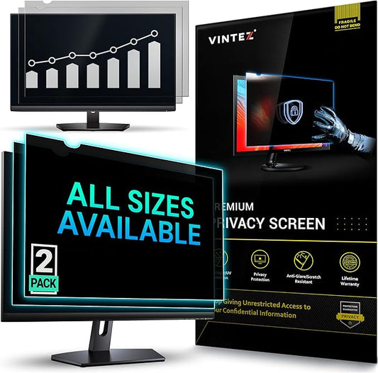 VINTEZ [2 Pack] 23 Inch 16:9 Privacy Screen for Computer Monitor and Laptop - Anti Glare Protector Film Blue Light Filter Eye Protection - Computer Screen Privacy Shield