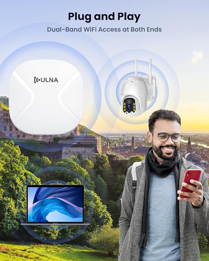 AX3000 WiFi6 Wireless Bridge Outdoor: ULNA Dual Band 5KM Long Range PTP/PTMP WiFi Bridge with 1x2.5Gbps+1x1Gbps LAN, 24V POE Powered, Plug and Play for Network Extension to Barn Shop Garage CPE806S