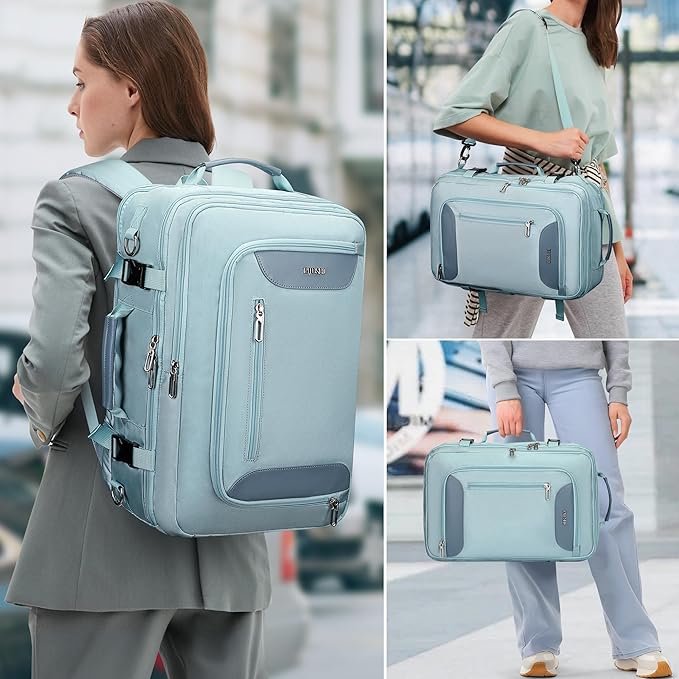 PIJUSHI Travel Backpack for Women Flight Approved Carry on Bag 16 inch Laptop Personal Item Daypack with Shoe Compartment(PE038 Blue)