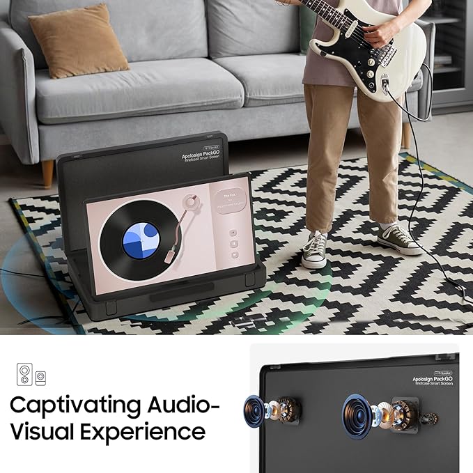 apolosign packgo 27-Inch Portable Entertainment System, Compact Suitcase Design Smart TV, Android OS, Bluetooth 3D Speakers, Built-in Battery 6H, Briefcase Screen Perfect for Travel & Parties (Gray)