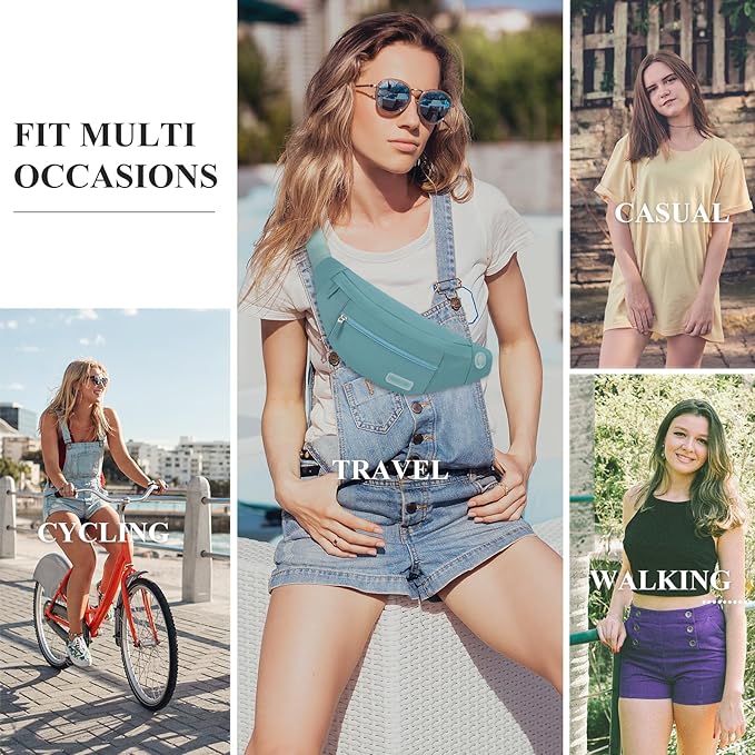 MAXTOP Large Crossbody Fanny Pack with 4-Zipper Pockets,Gifts for Enjoy Sports Festival Workout Traveling Running Casual Hands-Free Wallets Waist Pack Phone Bag Carrying All Phones