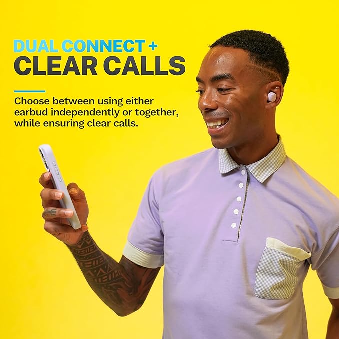 JLab Go Air Pop+ True Wireless Earbuds, in Ear Headphones, Bluetooth Earphones, 35H Playtime Ear Buds, Bluetooth Earbuds with Microphone, USB-C Charging Case, Dual Connect, EQ3 Sound, Lilac