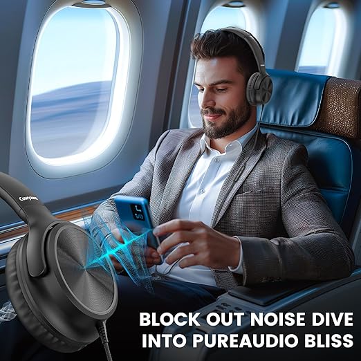 USB C Headphones Wired, Over Ear USB C Wired Headphones with Microphone, Volume Control, HD Stereo Sound, Foldable USB Type C Headphones for Adult/Teens/Chromebook/Laptop/Computer/iPhone,Black