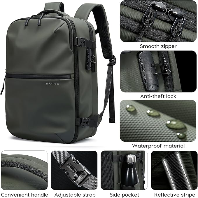 BANGE Travel Backpack with TSA lock version can hold 15.6 inch Laptop suitable Daily Commute and Overnight Flight Approved Anti-theft Bag