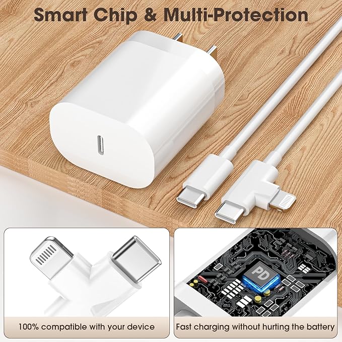 iPhone Charger Fast Charging,2 Pack 30W USB C Charger Block with Type C to C&Lightning Cable 6FT Compatible with iPhone 17/16/15/14/13/13 Pro/12 Pro/12 Pro Max/11/Xs Max/XR/X/SE,iPad,AirPods