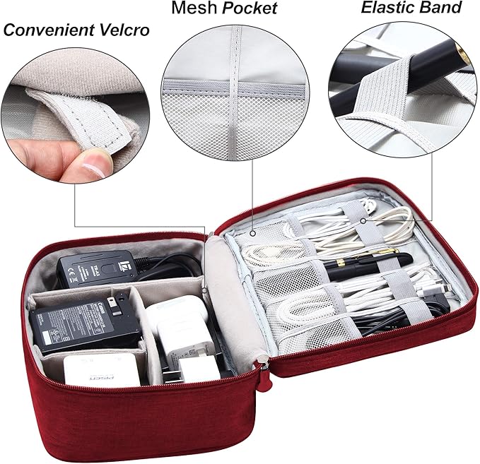 Electronics Organizer Travel Universal Cable Organizer Bag Waterproof Electronics Accessories Storage Cases for Cable, Charger, Phone, USB, SD Card, Hard Drives, Power Bank, Cords