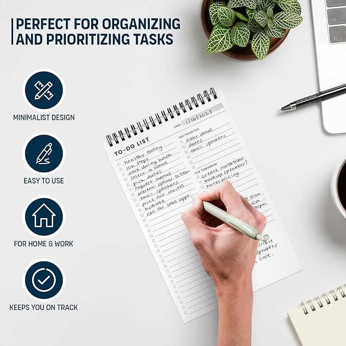 Of a Happy Kind To Do List Notepad: With Multiple Functional Sections - 6.5 x 9.8 60 Sheets - Spiral Daily Planner Notebook - Task CheckList Organizer Agenda Pad for Work - Note and Todo Organization