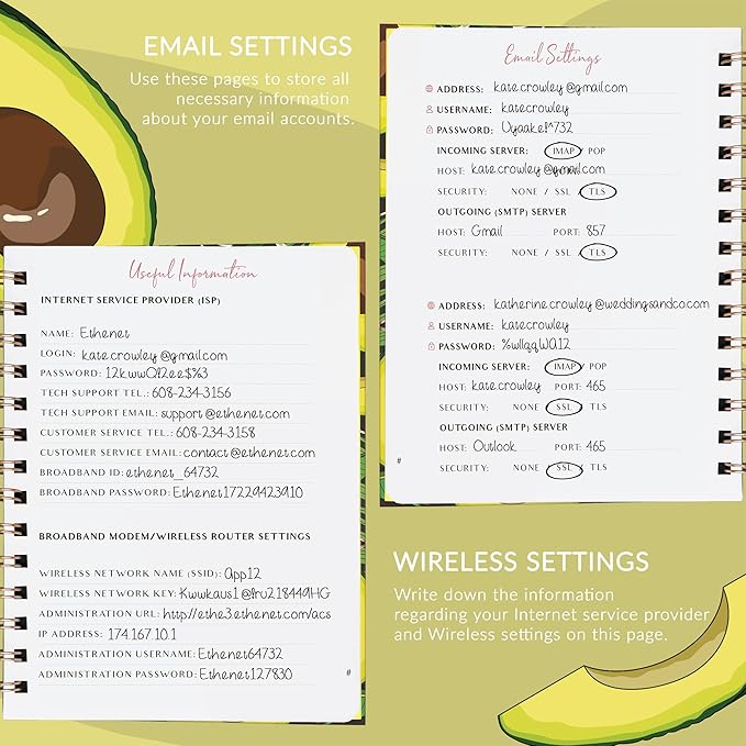 PLANBERRY Password Book Premium – Alphabetized Internet Address Organizer with A-Z Tabs – Website & Computer Password Keeper with Alphabetical Tabs – 6.2x7.7″, Hardcover (Avocado Green)