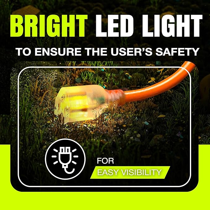 3ft Outdoor/Indoor Extension Cord 10/3 Gauge Ultra Heavy Duty 3 Prong SJTW, Waterproof, Flexible Cold-Resistant Long Power Cord,15A 125V 1875W, Orange by LifeSupplyUSA