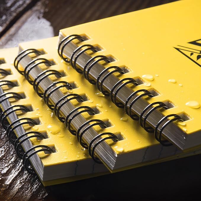 Rite in the Rain Weatherproof Top Spiral Notebook, 3" x 5", Yellow Cover, Universal Pattern, 3 Pack (No. 135-3)