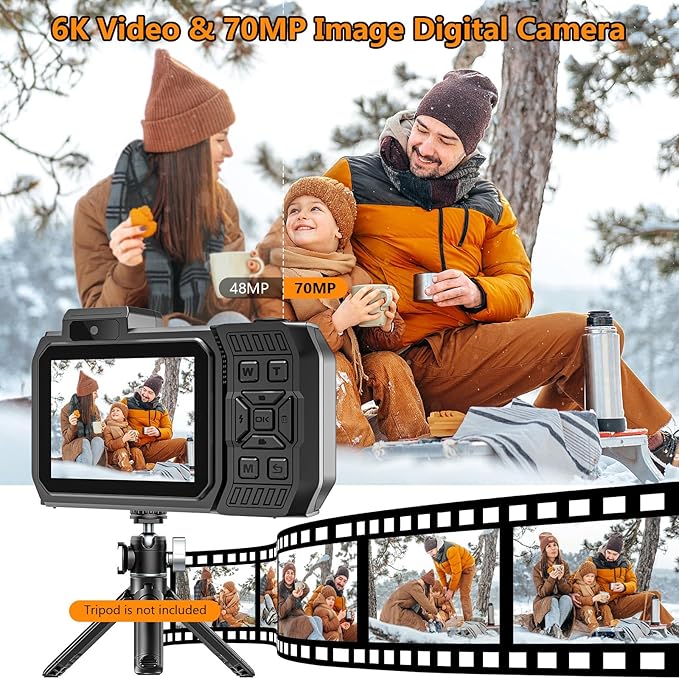 UHD 8K Underwater Camera, 70MP 33FT WiFi Waterproof Digital Camera with 64GB Card, Auto Focus Waterproof Dual-Screen Selfie 2500mAh Battery, 16X Floatable Digital for Snorkeling, Orange