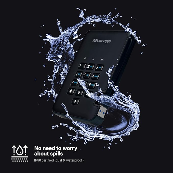 iStorage diskAshur2 SSD 1TB | Secure Portable Solid State Drive | Password protected | Dust/Water-Resistant | Hardware encryption
