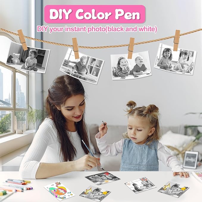 Kids Camera Instant Print, Christmas Birthday Gifts for Girls Age 3-10, Toy for 3 4 5 6 7 8 9 10 Year Old Girls with 3 Roller Photo Paper (White)