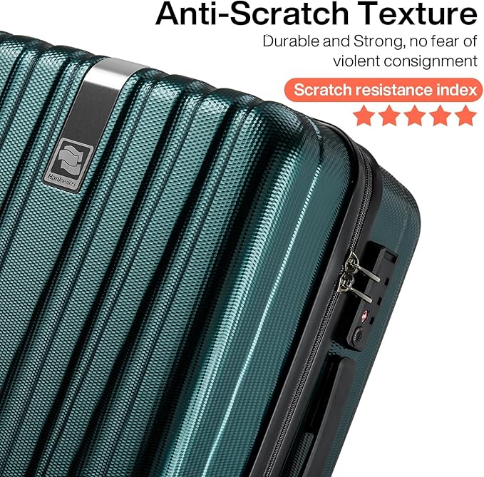 Hanke Luggage Sets 3 piece Carry On Luggage with Wheels PC Hard Shell Suitcases Lightweight Checked Travel Luggage Large Travel Suitcase Woman Men 20/24/29 Inch(Blackish Green)